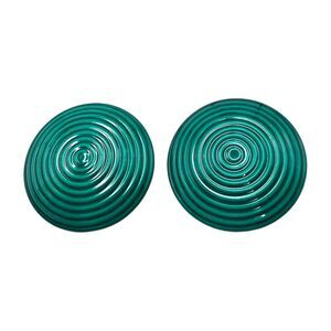 Pierced Green Button Chunky Earrings Spiral Circles Design Retro Classic Style